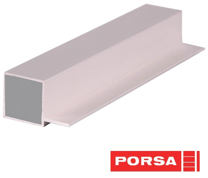 Porsa sølv aluprofil firkantet med flig 40 cm.
